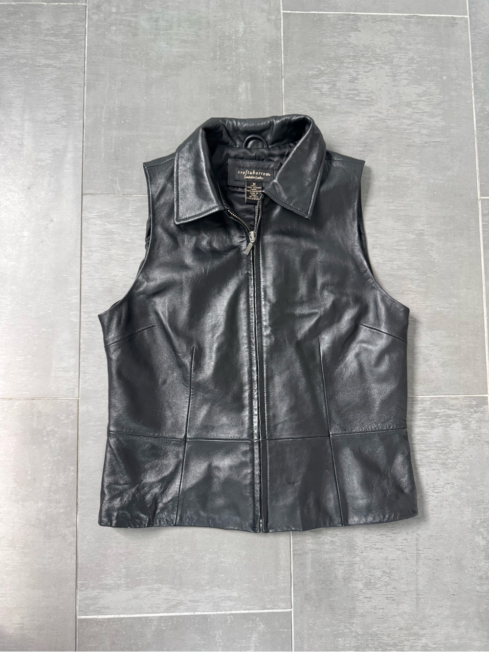 croft & barrow Lambskin Leather Zip Vest